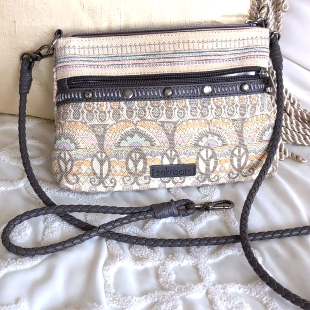 Sakroots Mini Campus One World Brown Faux Leather Convertible Straps/ Cr…